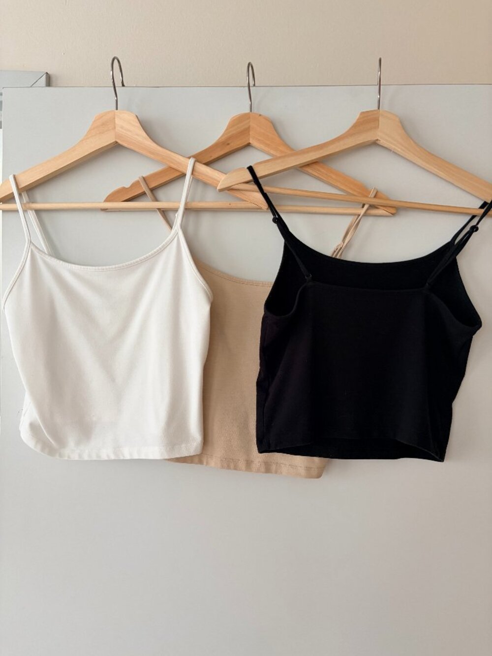 American Eagle Outfitters Cropped Cami, Black White and Tan (set of 3), size S